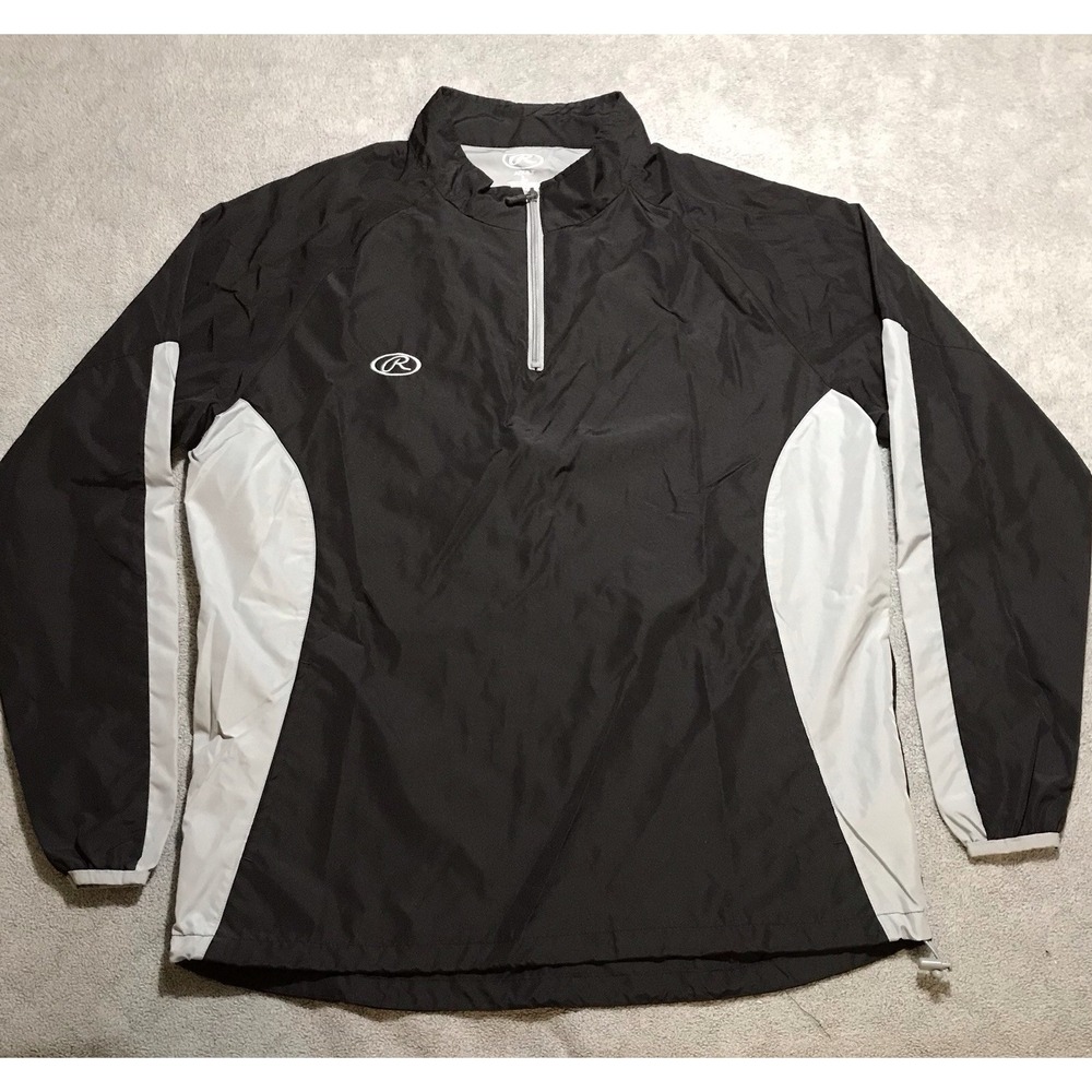 Russell Athletic Jacket Mens Large Black‎ Gray Training Wind Breaker Pullover